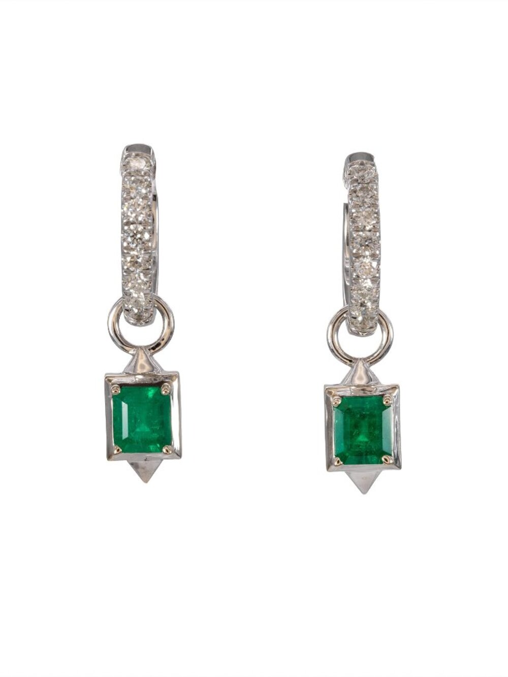 Colombian Emerald Earrings with Earth-Mined Diamond Accents: Solid 14K Gold